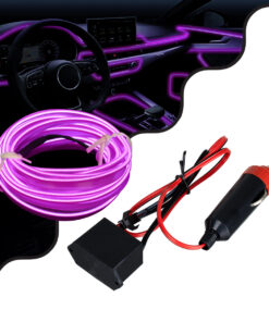 GloboStar® GloboStar® 82207 TUBE 360° Degree Διακοσμητική EL-Wire Neon Αυτοκινήτου Κορδόνι ΣΕΤ 3m 1W/3m 30lm/m 360° DC 12V με Βύσμα Αναπτήρα Αυτοκινήτου Αδιάβροχη IP68 Μωβ