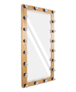 GloboStar® GloboStar® MAKEUP MIRROR-160x80-1 Μοντέρνος Καθρέπτης Μακιγιάζ με Πλαίσιο Φυσικού Ξύλου με Διακόπτη On/Off 20 x E27 AC220-240V - Μ80 x Π7 x Υ160cm - Μπεζ Δρυς