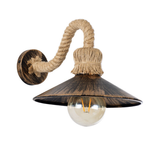 GloboStar® GLOBOSTAR® BRASSO 01132 Vintage Φωτιστικό Τοίχου - Απλίκα με Ντουί 1 x E27 AC 220-240V IP20 - Μπεζ & Χάλκινο Εφέ Σκουριάς - Μ38 x Π26.7 x Υ22cm