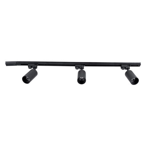 GloboStar® GloboStar® LEO 60355 Μοντέρνο Φωτιστικό Οροφής Ράγα Τρίφωτο 3 x GU10 IP20 Μαύρο Αλουμίνιο - Μ100 x Π6 x Υ20cm - 5 Χρόνια Εγγύηση