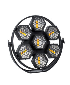 GloboStar® GloboStar® 51195 HALO HEXA Επαγγελματικό Φωτιστικό Ειδικών Εφέ DIGITAL MATRIX PIXEL & Blinder - 7 x 50W LED COB Chips Ultra Gold Warm White 2200K & 168 x 0.5W LED SMD5050 Chips RGB - AC 220V-240V DMX512 Display on Body - Μαύρο - Μ50 x Π10.5 x Υ47cm