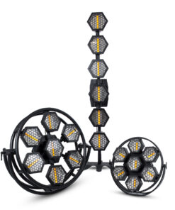 GloboStar® 51196 HALO HEXA Επαγγελματικό Φωτιστικό Ειδικών Εφέ DIGITAL MATRIX PIXEL & Blinder - 7 x 100W LED COB Chips Ultra Gold Warm White 2200K & 168 x 0.5W LED SMD5050 Chips RGB - AC 220V-240V DMX512 Display on Body - Μαύρο - Μ95 x Π17.5 x Υ78.5cm 21 51196 11