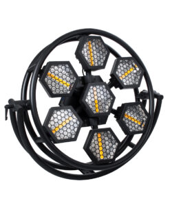 GloboStar® GloboStar® 51196 HALO HEXA Επαγγελματικό Φωτιστικό Ειδικών Εφέ DIGITAL MATRIX PIXEL & Blinder - 7 x 100W LED COB Chips Ultra Gold Warm White 2200K & 168 x 0.5W LED SMD5050 Chips RGB - AC 220V-240V DMX512 Display on Body - Μαύρο - Μ95 x Π17.5 x Υ78.5cm