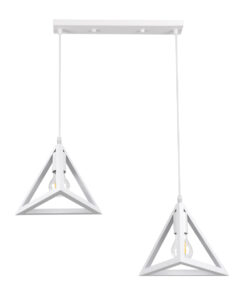 GloboStar® GLOBOSTAR® TRIANGLE 00612 Μοντέρνο Κρεμαστό Φωτιστικό Οροφής με Ντουί 2 x E27 AC 220-240V IP20 - Λευκό - Μ60 x Π22 x Y130cm