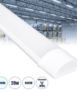 GloboStar® GloboStar® 60155 LED Γραμμικό Βιομηχανικό Φωτιστικό Tri-Proof 60cm 20W 1886lm 120° AC 220-240V Αδιάβροχο IP65 Μ60 x Π7.5 x Υ2.5cm Ψυχρό Λευκό 6000K - 2 Χρόνια Εγγύηση