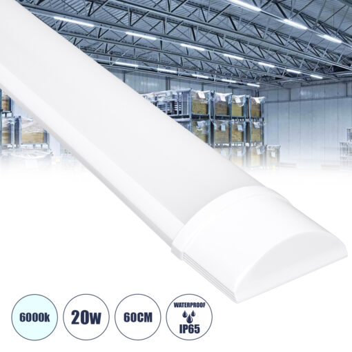 GloboStar® GloboStar® 60155 LED Γραμμικό Βιομηχανικό Φωτιστικό Tri-Proof 60cm 20W 1886lm 120° AC 220-240V Αδιάβροχο IP65 Μ60 x Π7.5 x Υ2.5cm Ψυχρό Λευκό 6000K - 2 Χρόνια Εγγύηση