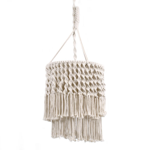 GloboStar® GLOBOSTAR® ALGERIA 36204 Boho Κρεμαστό Φωτιστικό Οροφής με Ντουί 1 x E27 AC 220-240V IP20 - Μπεζ - Μ30 x Π30 x Υ40cm