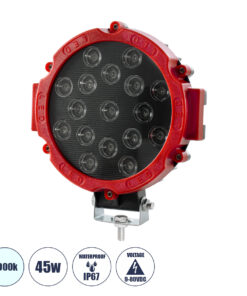 GloboStar® GloboStar® 85422 Vehicle & Forklift Work Lights - Φώτα Εργασίας για Οχήματα Περονοφόρα - Κλάρκ LED 45W DC 9-80V Αδιάβροχο IP67 Μαύρο Κόκκινο Μ20 x Π18 x Υ5cm