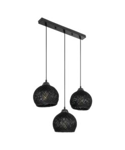 GloboStar® GLOBOSTAR® YASAM 203-0026 Vintage Κρεμαστό Φωτιστικό Οροφής με Ντουί 3 x E27 AC 220-240V IP20 - Μαύρο - Μ45 x Π18 x Υ30cm
