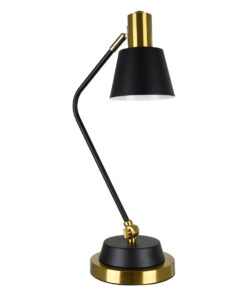 GloboStar® GloboStar® LETO 00834 Μοντέρνο Επιτραπέζιο Φωτιστικό Πορτατίφ Μονόφωτο 1 x E27 IP20 Μαύρο & Χρυσό Μέταλλο - Μ30 x Π18 x Υ54cm