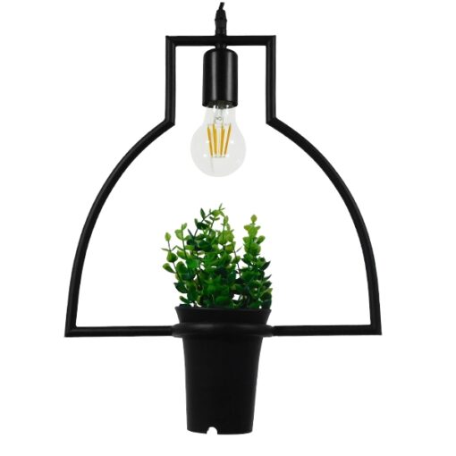 GloboStar® GLOBOSTAR® FLOWERPOT 10001209 Μοντέρνο Κρεμαστό Φωτιστικό Οροφής με Ντουί 1 x E27 AC 220-240V IP20 - Μαύρο & Πράσινο - Μ34 x Π34 x Y34cm