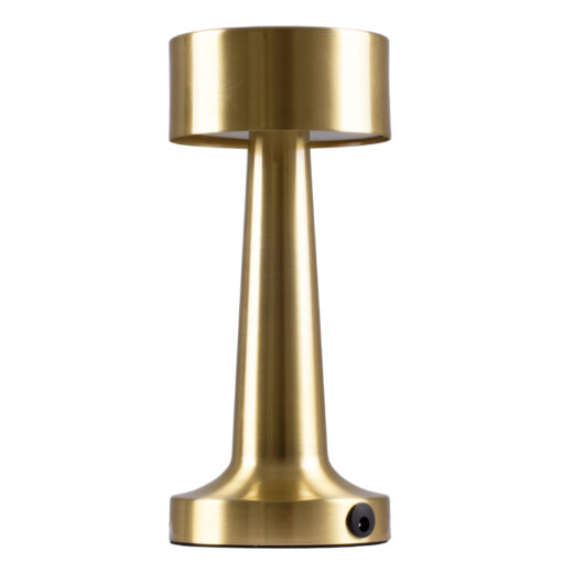 GloboStar® GloboStar® BELLA 76506 Επαναφορτιζόμενο Επιτραπέζιο Φωτιστικό Πορτατίφ LED 1.5W 105lm 120° DC 5V IP44 Θερμό Λευκό 2700K Dimmable Χρυσό Αλουμίνιο - Μ9 x Π9 x Υ21cm - 2 Xρόνια Εγγύηση