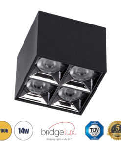 GloboStar® GloboStar® LUMINAR SUPERIOR 60333 Επιφανειακό LED Spot Downlight TrimLess 14W 1890lm 36° AC 220-240V IP20 Μ8.2 x Π8.2 x Υ6.6cm - Μαύρο με Κάτοπτρο Χρωμίου - Θερμό Λευκό 2700K - Bridgelux High Lumen Chip Gen2 - TÜV Certified Driver - 5 Years Warranty