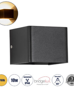 GloboStar® GloboStar® CIRCOA 60535 Φωτιστικό Τοίχου - Απλίκα Αρχιτεκτονικού Φωτισμού Εσωτερικού/Εξωτερικού Χώρου Up & Down LED 10W 1056lm 60° AC 220-240V IP44 Μ10 x Π8 x Υ10cm - Θερμό Λευκό 2700K - Μαύρο - Bridgelux Chip - 3 Years Warranty