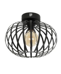 GloboStar® GloboStar® STAR 202-0051 Μοντέρνο Φωτιστικό Οροφής Πλέγμα Μονόφωτο 1 x E27 IP20 Μαύρο Μέταλλο - Μ40 x Π40 x Υ27cm