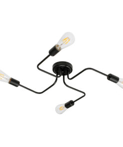 GloboStar® GLOBOSTAR® LIBERTA 00838 Vintage Φωτιστικό Οροφής με Ντουί 4 x E27 AC 220-240V IP20 - Μαύρο - Μ44.5 x Π44.5 x Υ12cm
