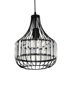 GloboStar® GLOBOSTAR® LUMAON 201-0081 Vintage Κρεμαστό Φωτιστικό Οροφής με Ντουί 1 x E27 AC 220-240V IP20 - Μαύρο & Διάφανο - Μ27 x Π27 x Υ37cm