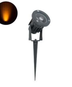 GloboStar® GLOBOSTAR® TREELIGHT-TZINA 90350 Σποτ Φωτισμού για Φυτά - Δέντρα με Βάση Κήπου / Καρφωτό LED 3W 315lm 10° DC 24V Αδιάβροχο IP65 Πορτοκαλί 2200K Dimmable - Γκρι Ανθρακί - Μ10.5 x Π7.5 x Υ7.5cm - 3 Χρόνια Εγγύηση