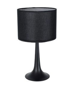 GloboStar® GloboStar® AMBROSIA 01394 Μοντέρνο Επιτραπέζιο Φωτιστικό Πορτατίφ Μονόφωτο 1 x E27 IP20 Μαύρο Μέταλλο με Μαύρο Ύφασμα - Μ25 x Π25 x Υ46cm