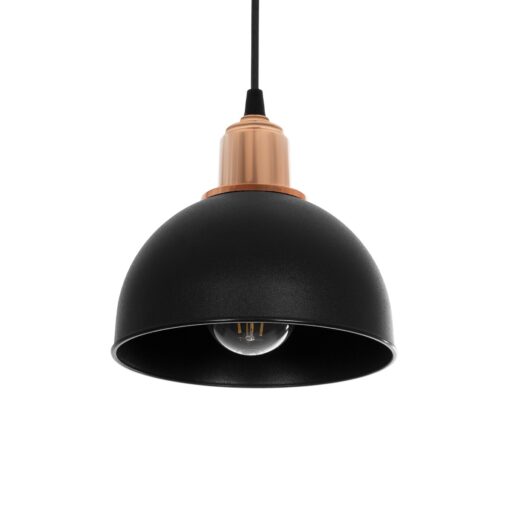 GloboStar® GLOBOSTAR® ΗUT 203-0145 Μοντέρνο Κρεμαστό Φωτιστικό Οροφής με Ντουί 1 x E27 AC 220-240V IP20 - Μάυρο & Χάλκινο - Μ18 x Π18 x Υ18cm