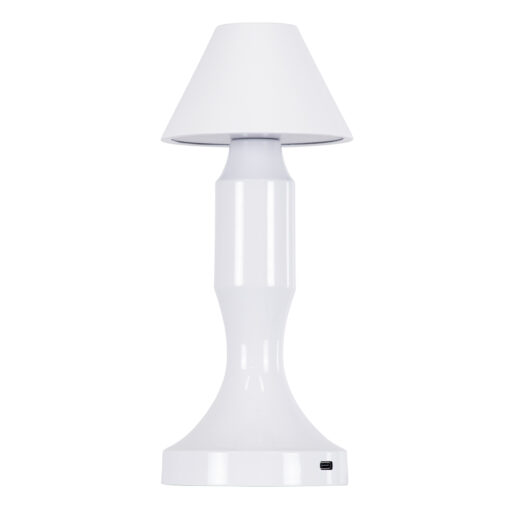 GloboStar® GloboStar® LUNNA 76476 Επαναφορτιζόμενο Επιτραπέζιο Φωτιστικό Πορτατίφ LED 1.5W 105lm 120° DC 5V IP44 CCT Ultra Θερμό 1500K - Φυσικό Λευκό 4500K - Ψυχρό Λευκό 6000K Dimmable Λευκό Πλαστικό - Μ9 x Π9 x Υ23cm- 2 Χρόνια Εγγύηση