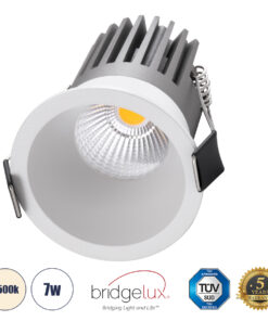 GloboStar® GloboStar® MICRO-B 60242 Χωνευτό LED Spot Downlight TrimLess Φ6cm 7W 910lm 38° AC 220-240V IP20 Φ6 x Υ7.8cm - Στρόγγυλο - Λευκό - Φυσικό Λευκό 4500K - Bridgelux COB - 5 Years Warranty