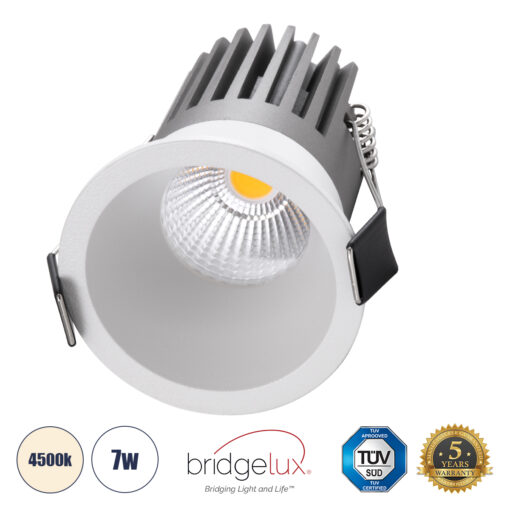 GloboStar® GloboStar® MICRO-B 60242 Χωνευτό LED Spot Downlight TrimLess Φ6cm 7W 910lm 38° AC 220-240V IP20 Φ6 x Υ7.8cm - Στρόγγυλο - Λευκό - Φυσικό Λευκό 4500K - Bridgelux COB - 5 Years Warranty