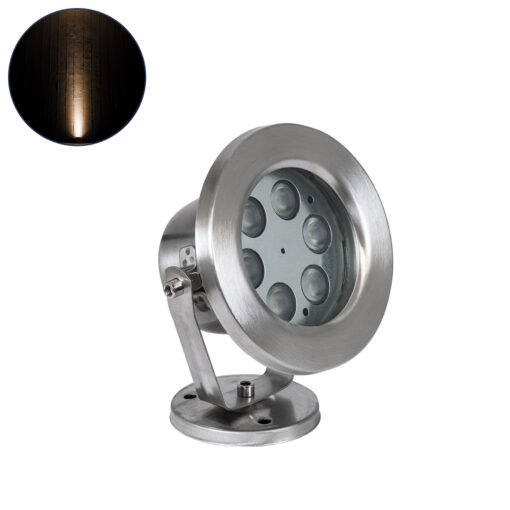GloboStar® GLOBOSTAR® UNDERWATER-DEDY 90426 Υποβρύχιο Επιφανειακό Σποτ για Σιντριβάνια/Πισίνες LED 6W 540lm 30° DC 24V Αδιάβροχο IP68 Θερμό Λευκό 2700K Dimmable - Ανοξείδωτο Ατσάλι 304 - Μ12 x Π7.5 x Υ14.5cm - 3 Χρόνια Εγγύηση