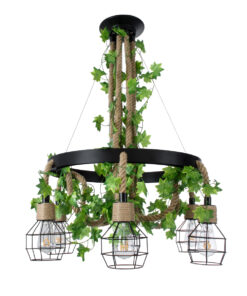 GloboStar® GLOBOSTAR® HELLET 01193 Vintage Κρεμαστό Φωτιστικό Οροφής με Ντουί 6 x E27 AC 220-240V IP20 - Μαύρο & Πράσινο - Μ72 x Π72 x Υ80cm