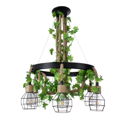 GloboStar® GLOBOSTAR® HELLET 01193 Vintage Κρεμαστό Φωτιστικό Οροφής με Ντουί 6 x E27 AC 220-240V IP20 - Μαύρο & Πράσινο - Μ72 x Π72 x Υ80cm