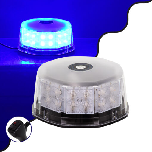 GloboStar® GloboStar® 85164 PRO Series Φάρος Σήμανσης Οχήματος Αστυνομίας για Αυτοκίνητα & Φορτηγά 6 Προγραμμάτων Φωτισμού STROBE LED 40W DC 10-30V Αδιάβροχος IP65 Μπλε