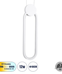 GloboStar® GLOBOSTAR® ILDI 61089 Μοντέρνο Κρεμαστό Φωτιστικό Οροφής LED 12W 1440lm 300° AC 220-240V IP20 Ρυθμιζόμενο Λευκό CCT με On/Off 2700K/4500K/6000K - Lumileds SMD Chip - Λευκό - Μ10 x Π2.3 x Υ38cm - 3 Χρόνια Εγγύηση