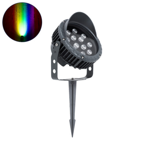 GloboStar® GLOBOSTAR® TREELIGHT-VINA 90362 Σποτ Φωτισμού με Αντιθαμβωτική Γρίλια για Φυτά - Δέντρα με Βάση Κήπου / Καρφωτό LED 24W 2040lm 10° DC 24V Αδιάβροχο IP65 RGBW DMX512 Dimmable - Γκρι Ανθρακί - Μ21.5 x Π18.3 x Υ14cm - 3 Χρόνια Εγγύηση