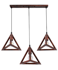 GloboStar® GLOBOSTAR® TRIANGLE 00623 Μοντέρνο Κρεμαστό Φωτιστικό Οροφής με Ντουί 3 x E27 AC 220-240V IP20 - Χάλκινο - Μ70 x Π22 x Y130cm