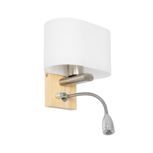 GloboStar® GLOBOSTAR® ELEGANT 01316 Μοντέρνο Φωτιστικό Τοίχου - Απλίκα Ξενοδοχείου Reading Light με Ντουί 1 x E27 LED 3W 360lm 36° AC 220-240V IP20 Θερμό Λευκό 2700K - Bridgelux COB Chip - Λευκό & Μπεζ - Μ15 x Π20 x Υ22.5cm - 2 Χρόνια Εγγύηση