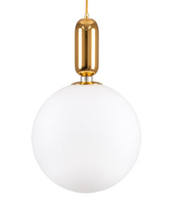 GloboStar® GLOBOSTAR® MAVERICK 00940 Μοντέρνο Κρεμαστό Φωτιστικό Οροφής με Ντουί 1 x E27 AC 220-240V IP20 - Χρυσό & Λευκό - Μ30 x Π30 x Υ48cm