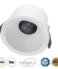 GloboStar® GloboStar® PLUTO-B 60260 Χωνευτό LED Spot Downlight TrimLess Φ10.4cm 15W 1950lm 38° AC 220-240V IP20 Φ10.4 x Υ6.5cm - Στρόγγυλο - Λευκό & Anti-Glare HoneyComb - Φυσικό Λευκό 4500K - Bridgelux COB - 5 Years Warranty