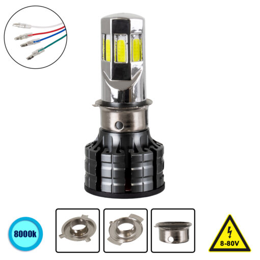 GloboStar® GloboStar® 81661 H4/HS1 KIT Βασικού Φωτισμού Μοτοσυκλέτας 2nd Generation Can-Bus Series LED CREE CXB COB 60W 6000lm DC 8-80V Αδιάβροχο IP67 Ψυχρό Λευκό 8000K
