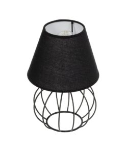 GloboStar® GloboStar® SHAPE 202-0057 Μοντέρνο Eπιτραπέζιο Φωτιστικό Πορτατίφ Μονόφωτο 1 x E27 IP20 Μαύρο Μέταλλο με Μαύρο Ύφασμα - Μ16 x Π16 x Υ30cm