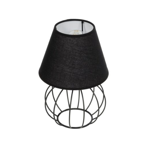 GloboStar® GloboStar® SHAPE 202-0057 Μοντέρνο Eπιτραπέζιο Φωτιστικό Πορτατίφ Μονόφωτο 1 x E27 IP20 Μαύρο Μέταλλο με Μαύρο Ύφασμα - Μ16 x Π16 x Υ30cm