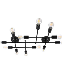 GloboStar® GloboStar® PIPING 00667-1 Vintage Φωτιστικό Οροφής Πλέγμα Πολύφωτο 12 x E27 IP20 Μαύρο Μέταλλο - Μ78.5 x Π9.5 x Υ64cm