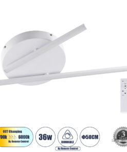 GloboStar® GloboStar® DRACO 61092 Φωτιστικό Οροφής Γραμμικό Linear Design LED CCT 36W 4428lm 120° AC 220-240V - Εναλλαγή Φωτισμού μέσω Τηλεχειριστηρίου All In One Ψυχρό 6000k+Φυσικό 4500k+Θερμό 2700k Dimmable Φ50 x Υ6cm - Λευκό - 3 Years Warranty