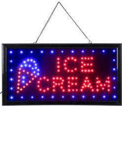 GloboStar® 75691 Φωτιστικό Ταμπέλα LED Ορθογώνια Σήμανσης ICE CREAM με Πρίζα AC 230V Μ48 x Π25 x Υ2cm