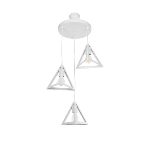 GloboStar® GLOBOSTAR® TRIANGLE 203-0164 Μοντέρνο Κρεμαστό Φωτιστικό Οροφής με Ντουί 3 x E27 AC 220-240V IP20 - Λευκό - Μ67 x Π67 x Υ50cm
