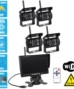GloboStar® GloboStar® 86032 4 x WiFi Έγχρωμες Κάμερες 720p CMOS HD Οπισθοπορείας Αυτοκινήτου-Φορτηγού DC 12-24V 170° με Οθόνη 7" DC 12-24V Night Capture με Parking Lines και Ασύρματο Χειριστήριο Αδιάβροχη IP65