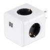 GloboStar® GLOBOSTAR® POWERCUBE 79633 Πολύπριζο 6 Θέσεων με 2 x Πρίζες DC 5V USB 2.0 & 4 x EU Schuko Πρίζες Ασφαλείας Childproof AC 220-240V 3680W/16A Max Load IP20 - Λευκό & Γκρι - Μ7.5 x Π11.5 x Υ7.5cm