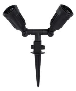 GloboStar® GloboStar® GRASEDO 61614 Καρφωτή Βάση Κήπου με 2 Ντουί E27 για Λάμπες Σποτ PAR38 - Αδιάβροχη IP67 - Υψηλής Αντοχής ABS - VDE Certified - Μ25 x Π7.5 x Υ43.5cm - Μαύρο - 5 Years Warranty