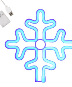 GloboStar® GloboStar® 78580 Φωτιστικό Ταμπέλα Φωτεινή Επιγραφή NEON LED Σήμανσης SNOWFLAKE 5W με Καλώδιο Τροφοδοσίας USB - Μπαταρίας 3xAAA (Δεν Περιλαμβάνονται) - Γαλάζιο