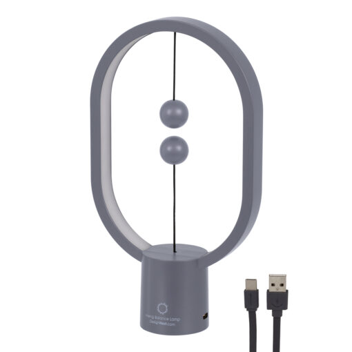 GloboStar® GloboStar® 76545 Επιτραπέζιο Φωτιστικό Πορτατίφ LED 15W 1500lm 360° DC 5V IP20 Θερμό Λευκό 2700K Γκρι & Λευκό Πλαστικό - Μ14 x Π5.5 x Υ24.8cm - 2 Xρόνια Εγγύηση