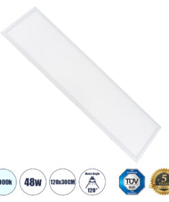 GloboStar® GloboStar® 60212 Χωνευτό LED Panel Milky Super Slim 120x30cm 48W 4800lm 120° CRI≥80Ra UGR<19 AC 220-240V IP20 Μ120 x Π30 x Υ1.5cm - Ψυχρό Λευκό 6000K - TÜV Certified Driver - 5 Years Warranty